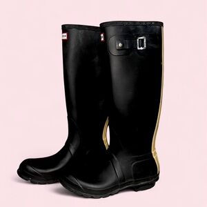 Hunter Black and Cream Tall Boots